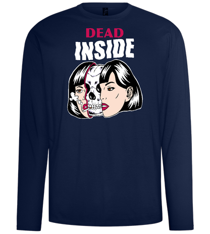 Dead Inside Skull Design - Comfort men's long sleeve t-shirt_MARINE_front