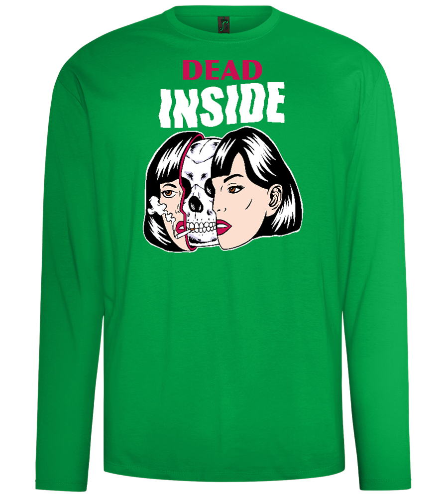 Dead Inside Skull Design - Comfort men's long sleeve t-shirt_MEADOW GREEN_front