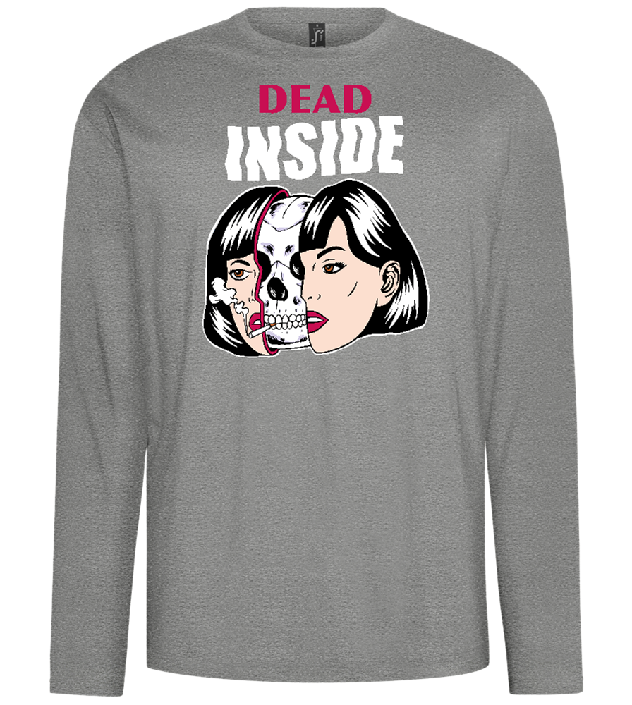 Dead Inside Skull Design - Comfort men's long sleeve t-shirt_ORION GREY_front