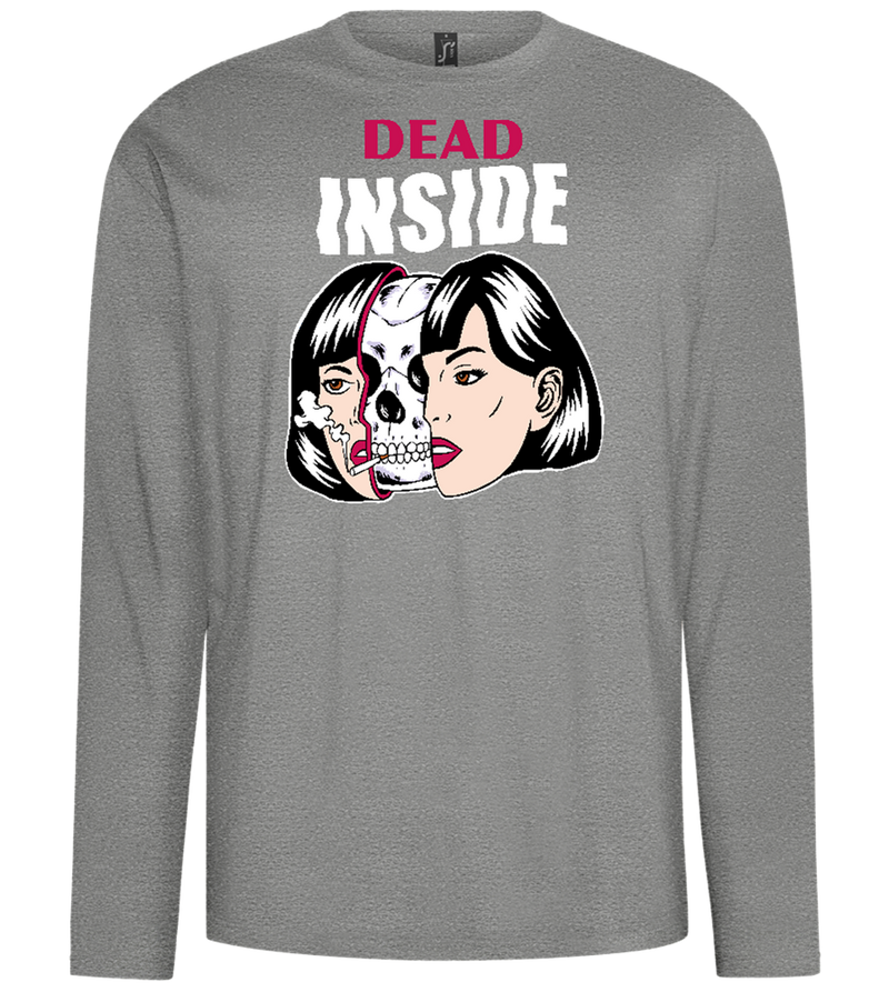 Dead Inside Skull Design - Comfort men's long sleeve t-shirt_ORION GREY_front