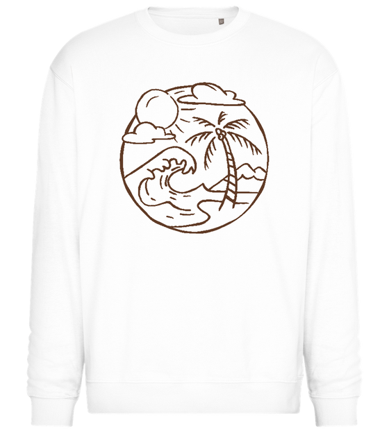 Beach Outline Design - Comfort Essential Unisex Sweater_WHITE_front