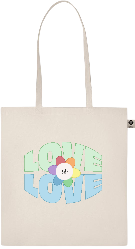 Flower Love is Love Design - Essential ecru organic cotton tote bag_BEIGE_front