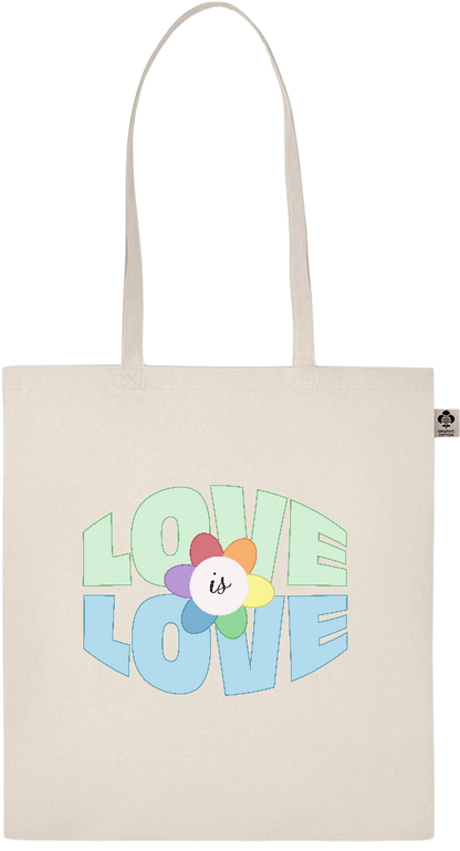 Flower Love is Love Design - Essential ecru organic cotton tote bag_BEIGE_front