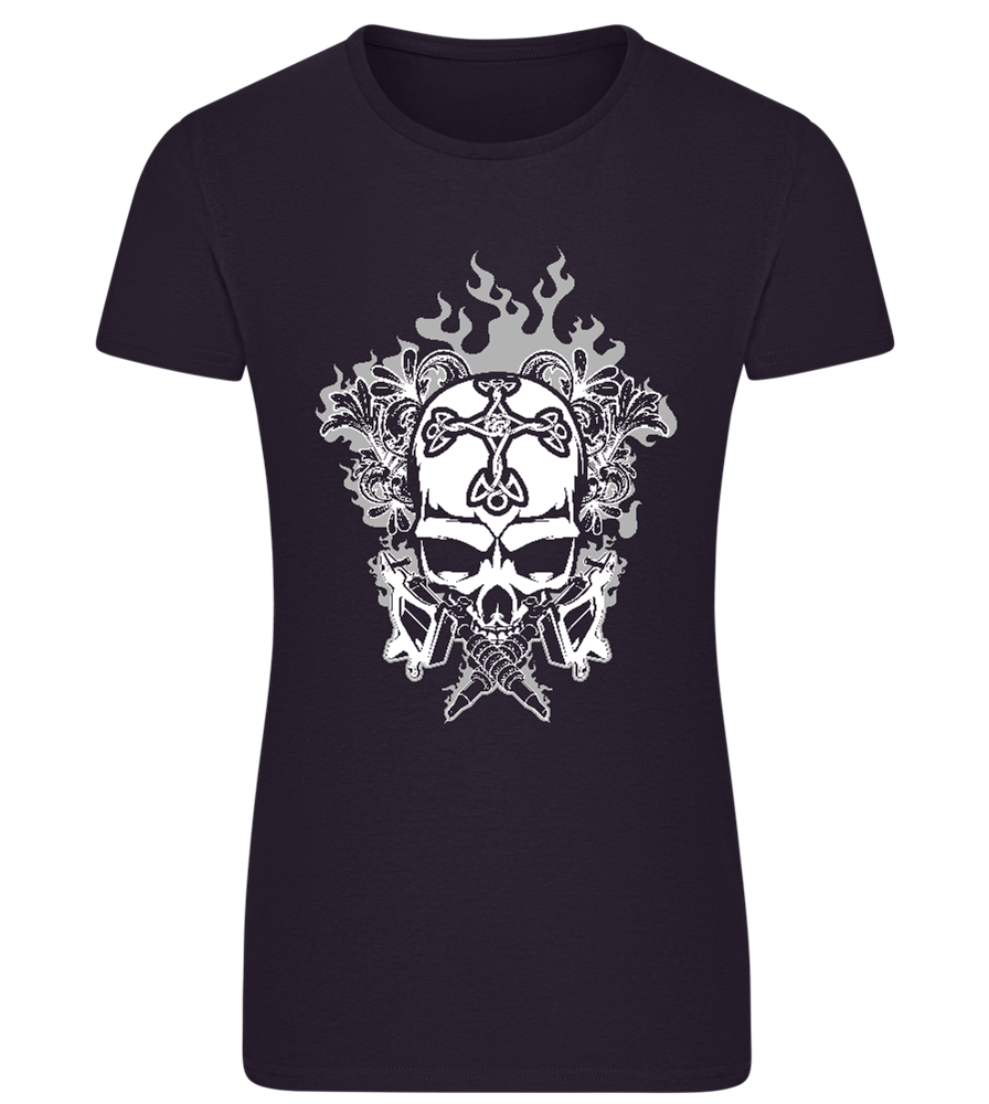 Skull With Flames Design - Comfort women's fitted t-shirt_FRENCH NAVY_front