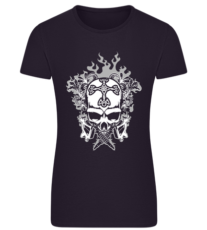 Skull With Flames Design - Comfort women's fitted t-shirt_FRENCH NAVY_front