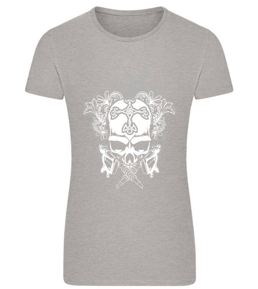 Skull With Flames Design - Comfort women's fitted t-shirt_ORION GREY_front