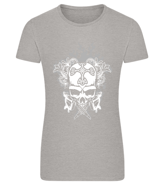 Skull With Flames Design - Comfort women's fitted t-shirt_ORION GREY_front