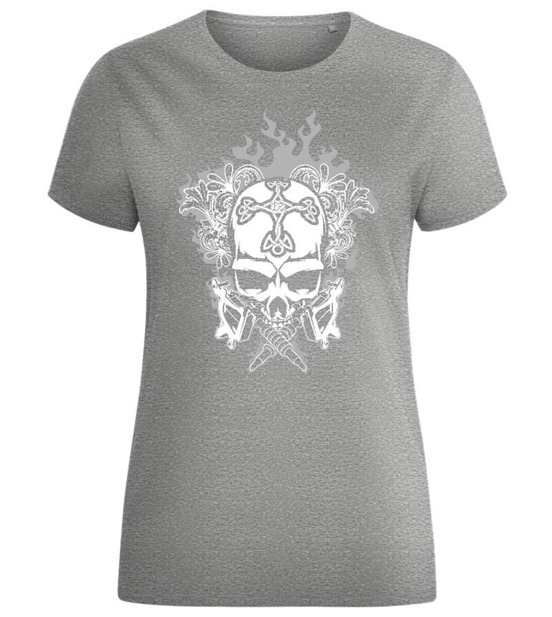 Skull With Flames Design - Comfort women's fitted t-shirt_ORION GREY_front