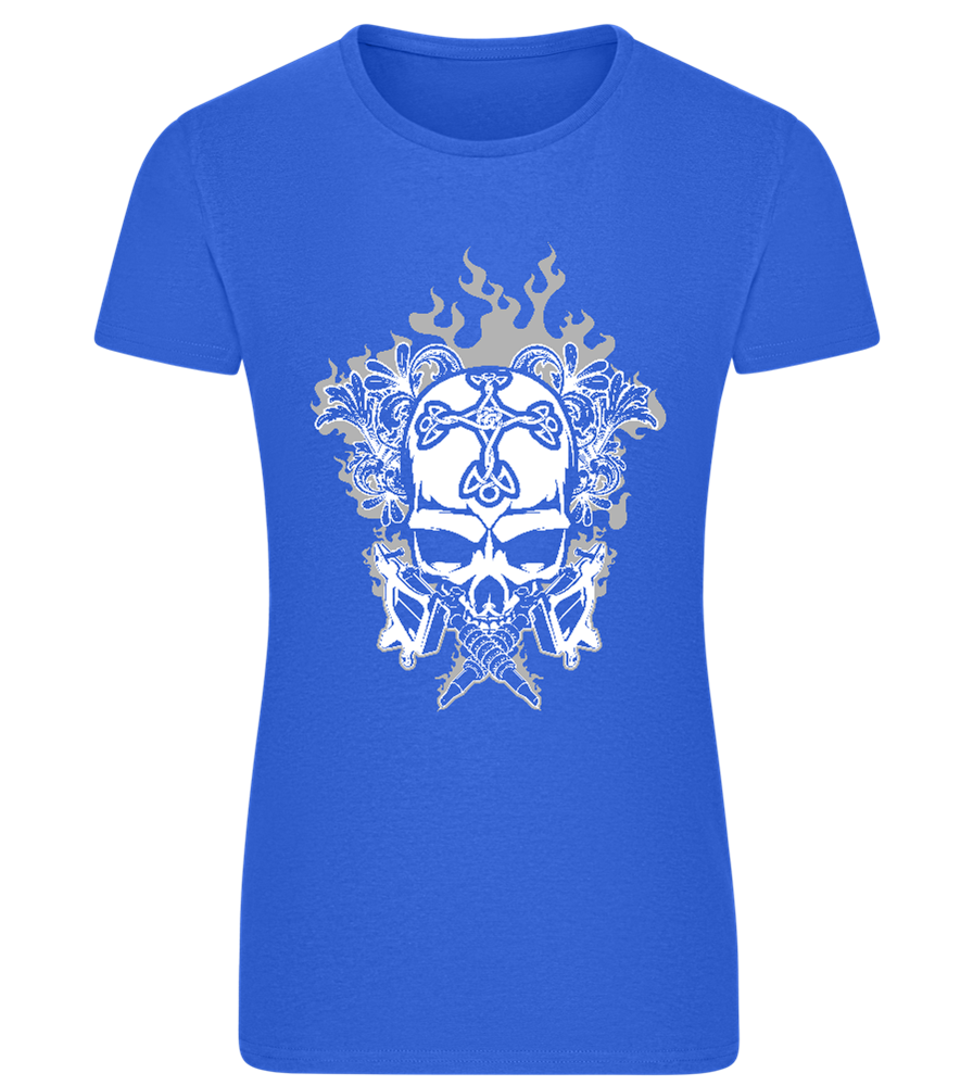 Skull With Flames Design - Comfort women's fitted t-shirt_ROYAL_front