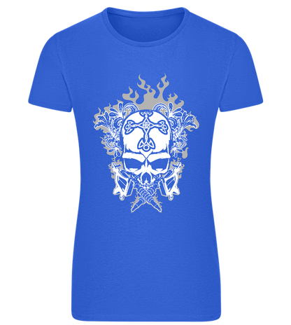 Skull With Flames Design - Comfort women's fitted t-shirt_ROYAL_front