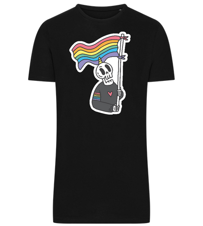 Rainbow Flag Skull Design - Comfort men's long t-shirt_DEEP BLACK_front