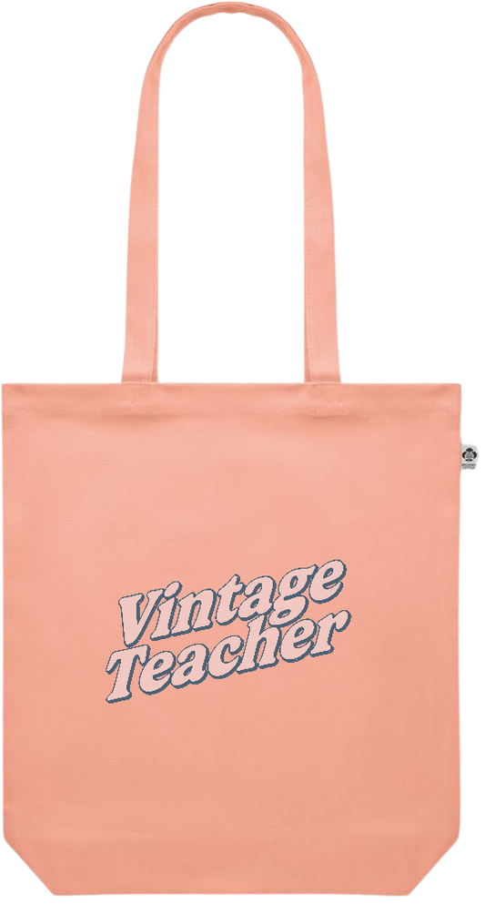 Vintage Teacher Design - Premium colored organic canvas shopping bag_ORANGE_front