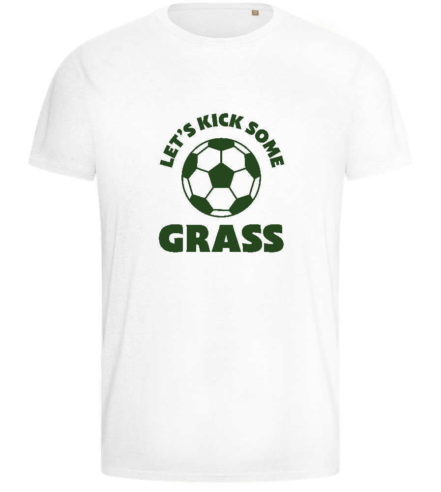 Let's Kick Some Grass Design - Basic men's fitted t-shirt_WHITE_front