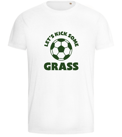 Let's Kick Some Grass Design - Basic men's fitted t-shirt_WHITE_front