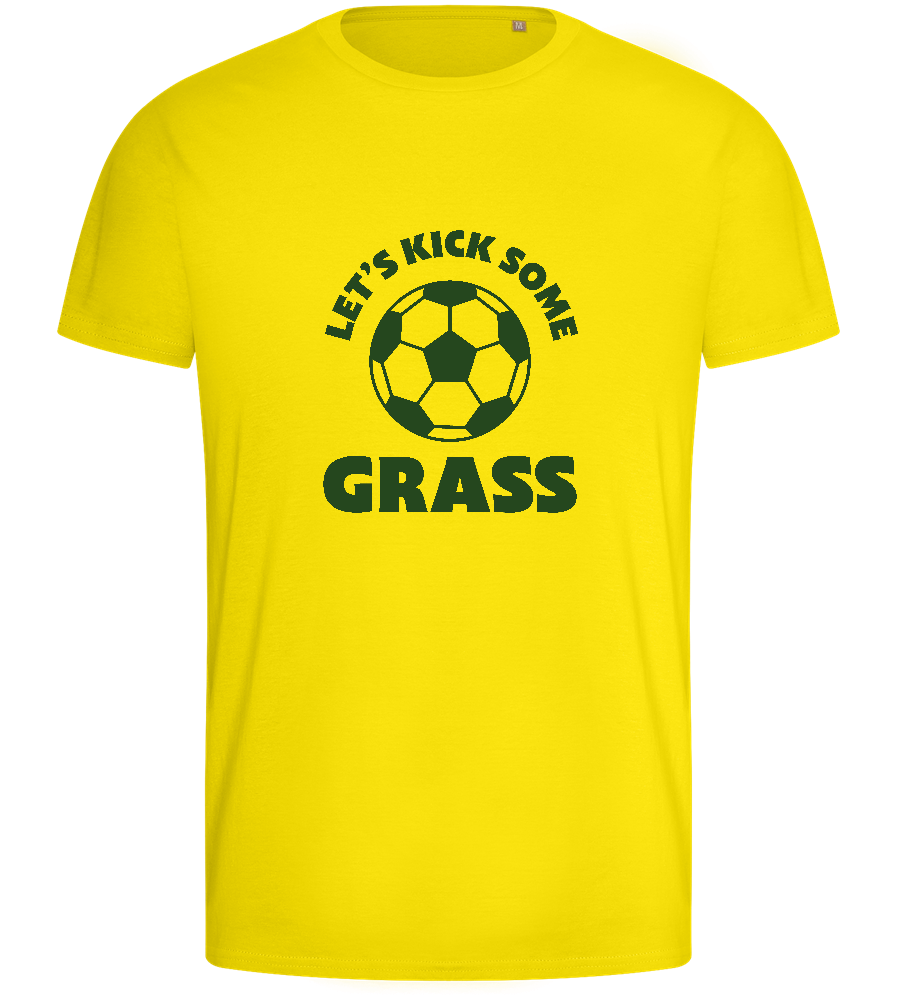 Let's Kick Some Grass Design - Basic men's fitted t-shirt_YELLOW_front