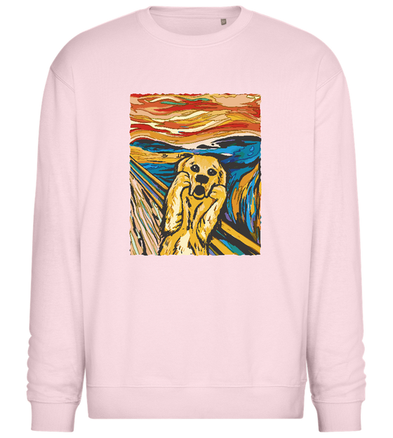Screaming Dog Painting Design - Comfort Essential Unisex Sweater_LIGHT PEACH ROSE_front