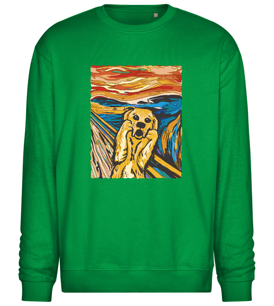 Screaming Dog Painting Design - Comfort Essential Unisex Sweater_MEADOW GREEN_front