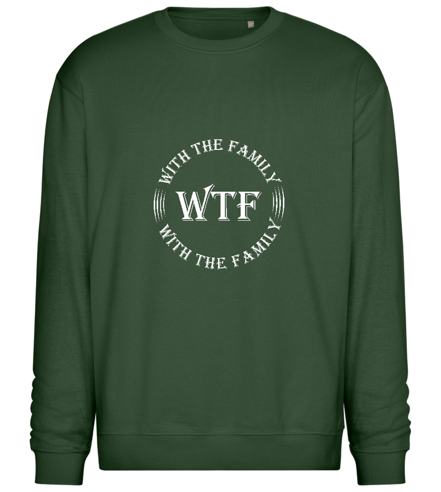 With The Family Design - Comfort Essential Unisex Sweater_GREEN BOTTLE_front