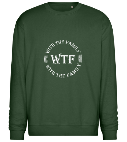 With The Family Design - Comfort Essential Unisex Sweater_GREEN BOTTLE_front