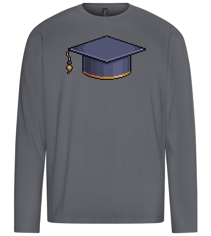 Pixelated Hat Design - Premium men's long sleeve t-shirt_MOUSE GREY_front