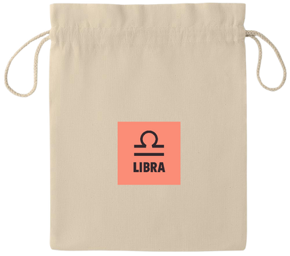 Zodiac Libra Design - Essential medium drawcord gift bag_BEIGE_front