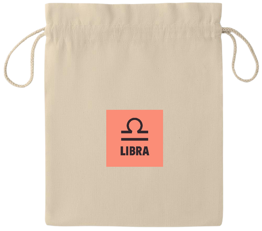 Zodiac Libra Design - Essential medium drawcord gift bag_BEIGE_front