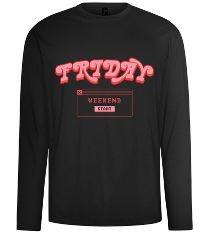 Friday Weekend Design - Comfort men's long sleeve t-shirt_DEEP BLACK_front