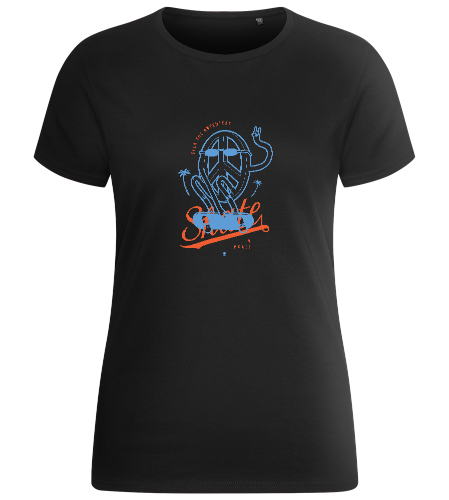 Skate Peace Design - Basic women's fitted t-shirt_DEEP BLACK_front