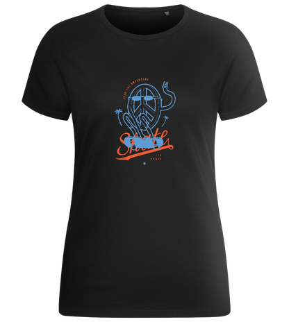 Skate Peace Design - Basic women's fitted t-shirt_DEEP BLACK_front