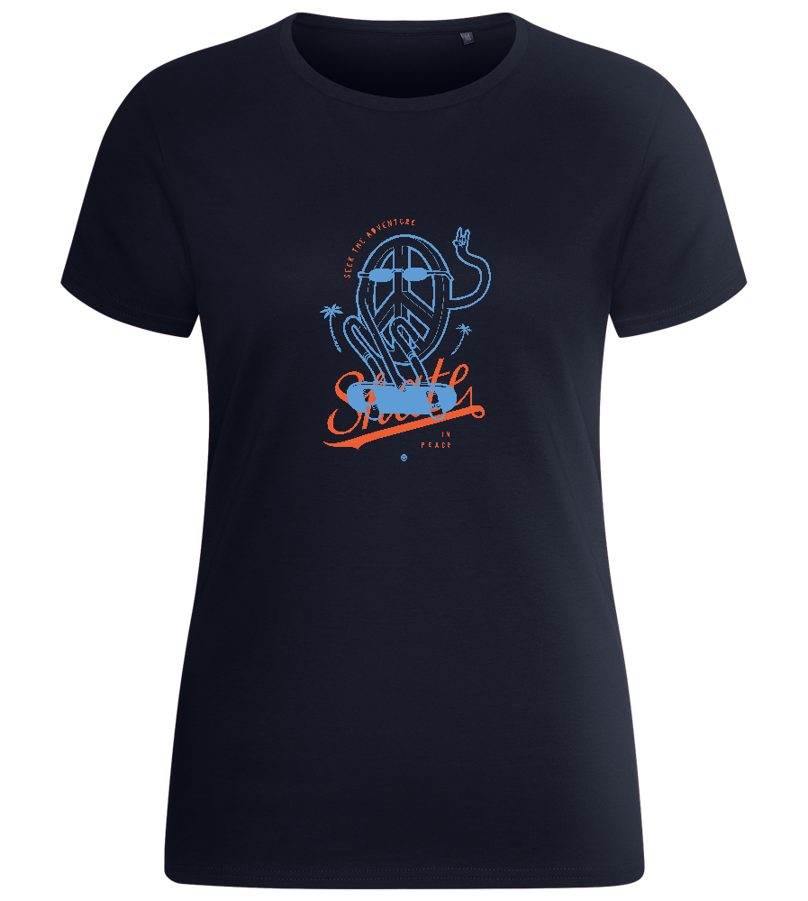 Skate Peace Design - Basic women's fitted t-shirt_FRENCH NAVY_front