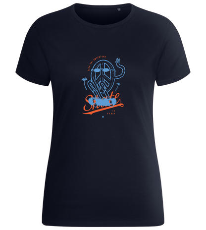 Skate Peace Design - Basic women's fitted t-shirt_FRENCH NAVY_front