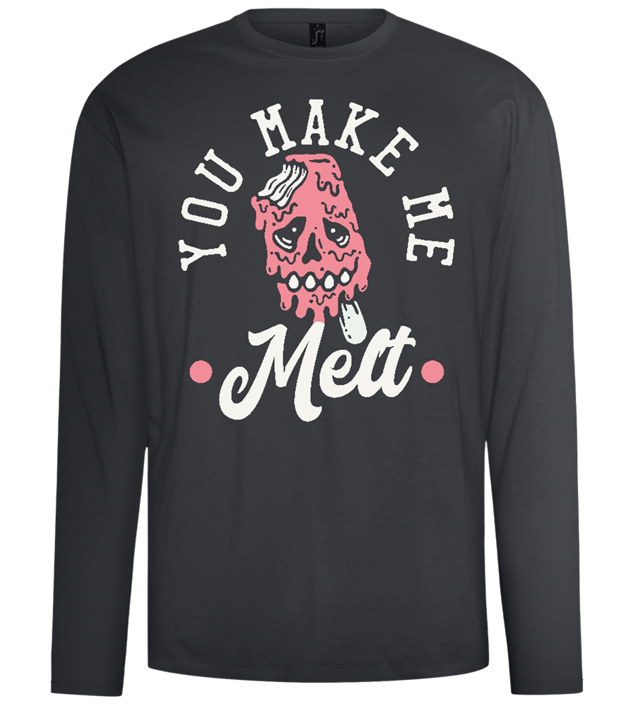 You Make Me Melt Ice Cream Design - Comfort men's long sleeve t-shirt_DARK GRAY_front