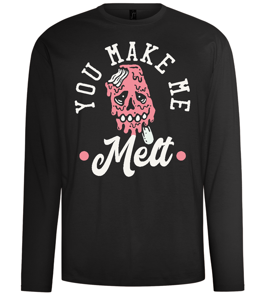 You Make Me Melt Ice Cream Design - Comfort men's long sleeve t-shirt_DEEP BLACK_front