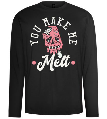 You Make Me Melt Ice Cream Design - Comfort men's long sleeve t-shirt_DEEP BLACK_front