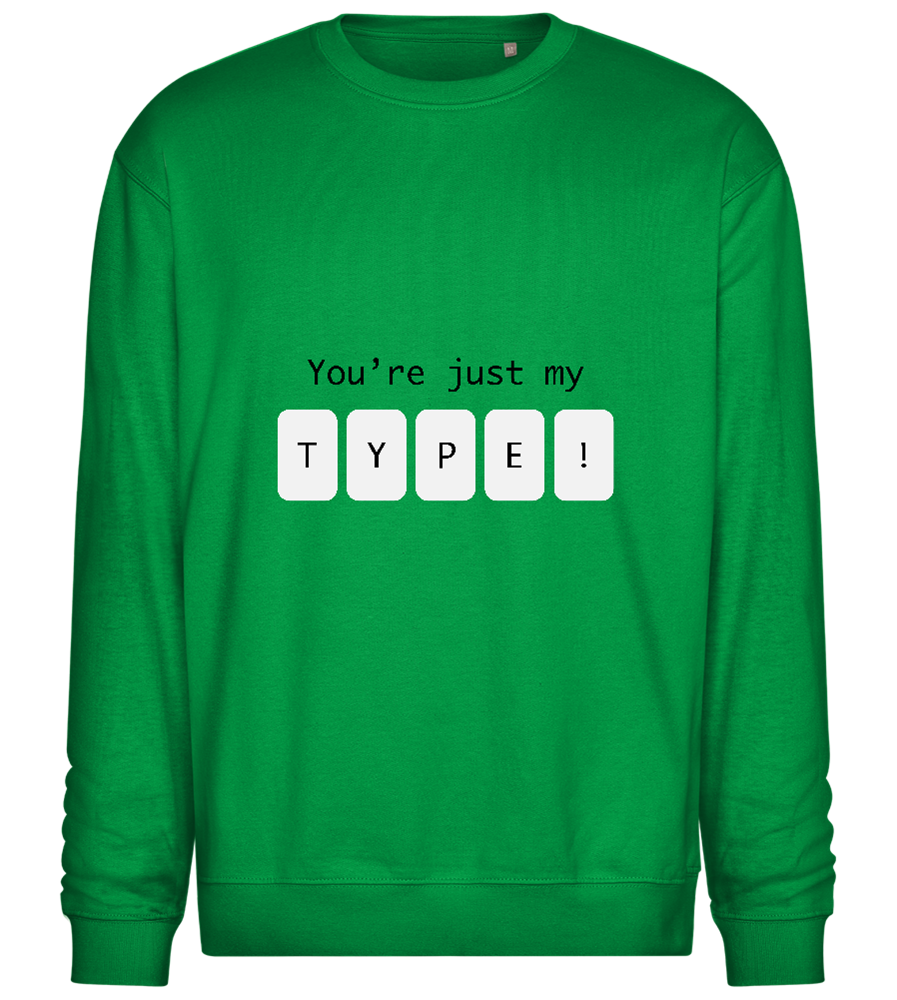 My Type in Blocks Design - Comfort Essential Unisex Sweater_MEADOW GREEN_front