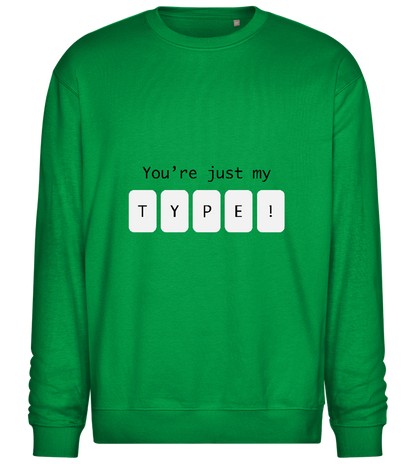 My Type in Blocks Design - Comfort Essential Unisex Sweater_MEADOW GREEN_front