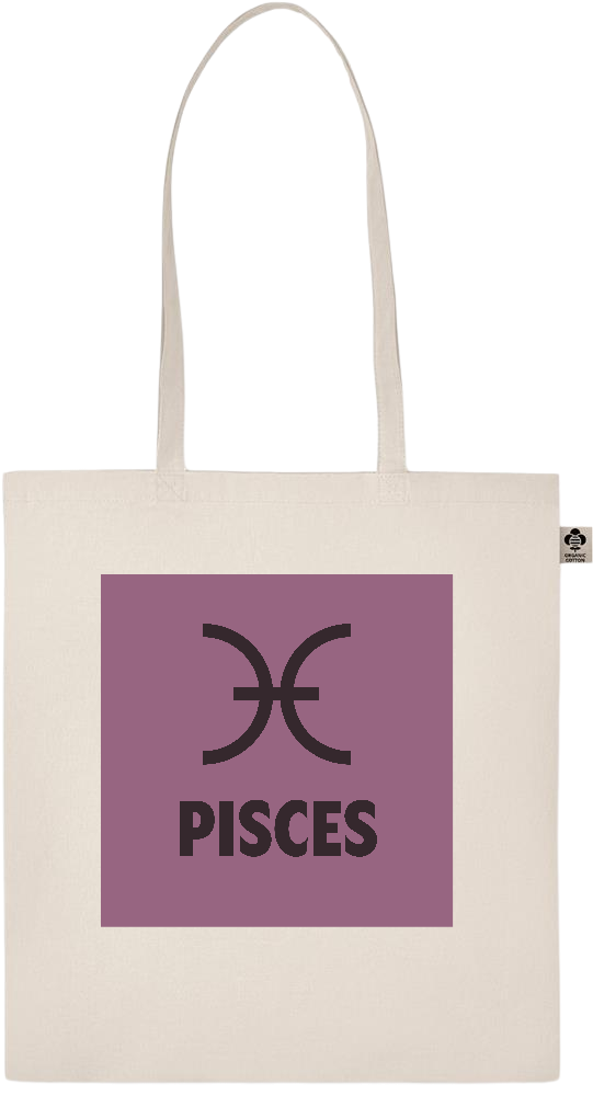 Zodiac Pisces Design - Essential ecru organic cotton tote bag_BEIGE_front