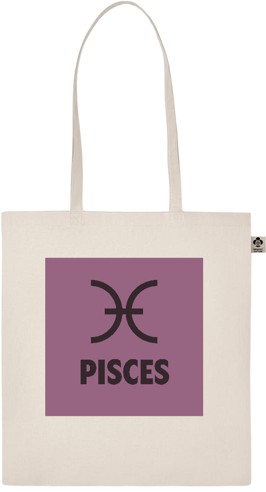 Zodiac Pisces Design - Essential ecru organic cotton tote bag_BEIGE_front