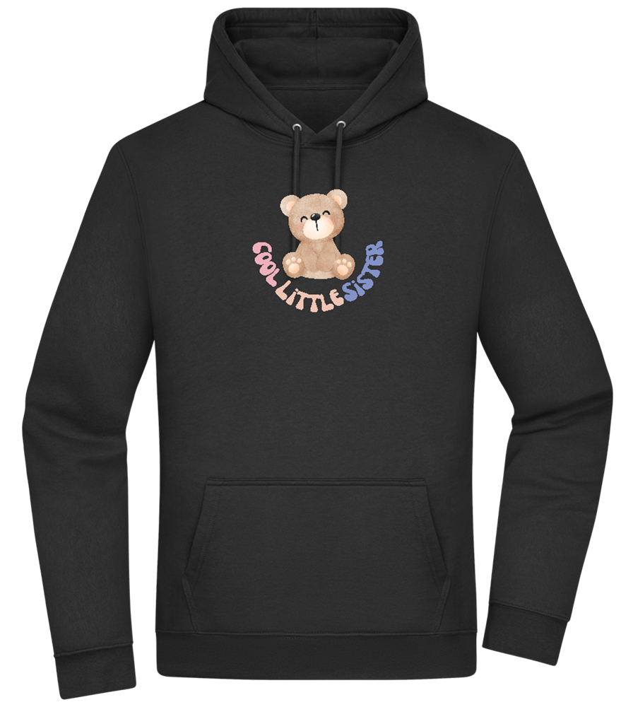 Cool Little Sister Teddy Bear Design - Premium Essential Unisex Hoodie_BLACK_front