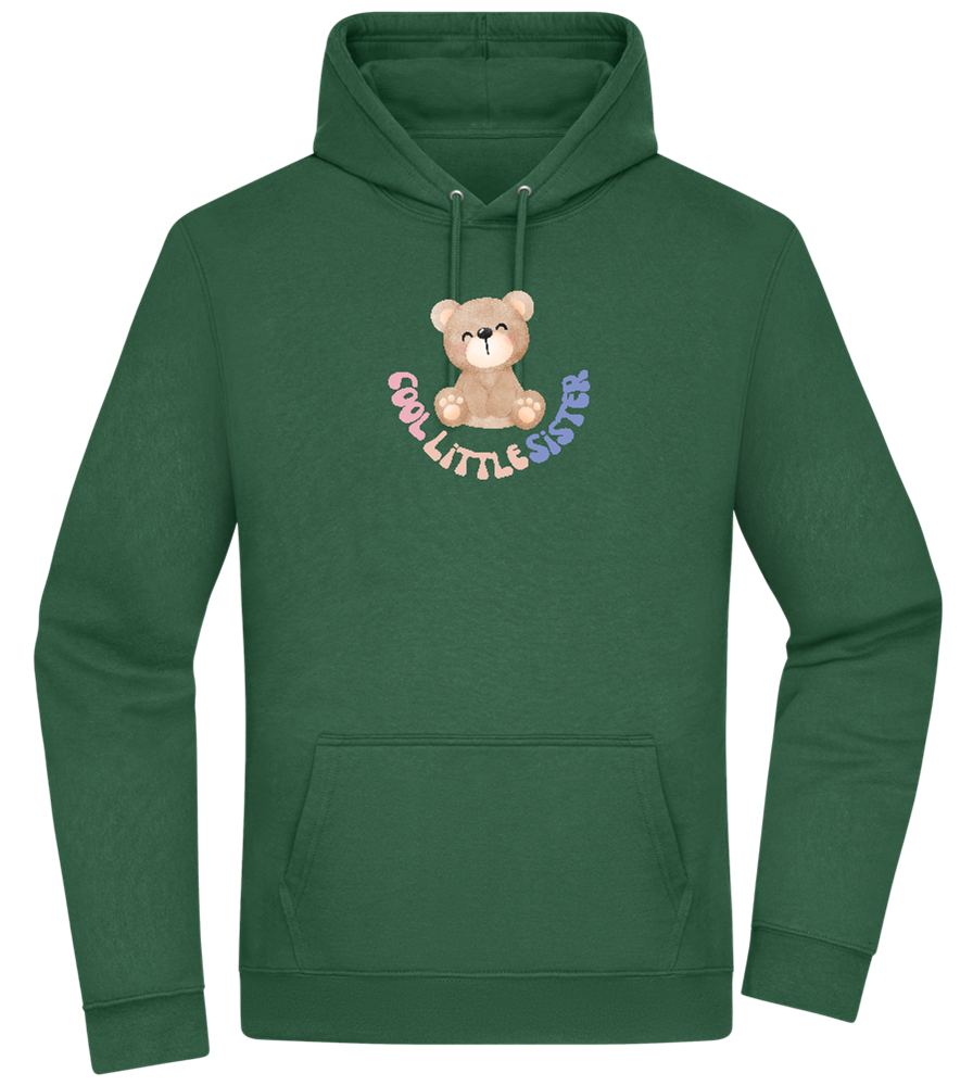 Cool Little Sister Teddy Bear Design - Premium Essential Unisex Hoodie_GREEN BOTTLE_front