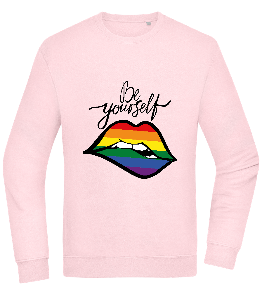 Be Yourself Rainbow Lips Design - Comfort Essential Unisex Sweater_LIGHT PEACH ROSE_front