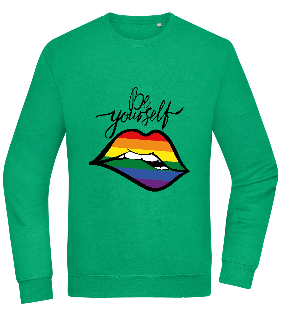 Be Yourself Rainbow Lips Design - Comfort Essential Unisex Sweater_MEADOW GREEN_front