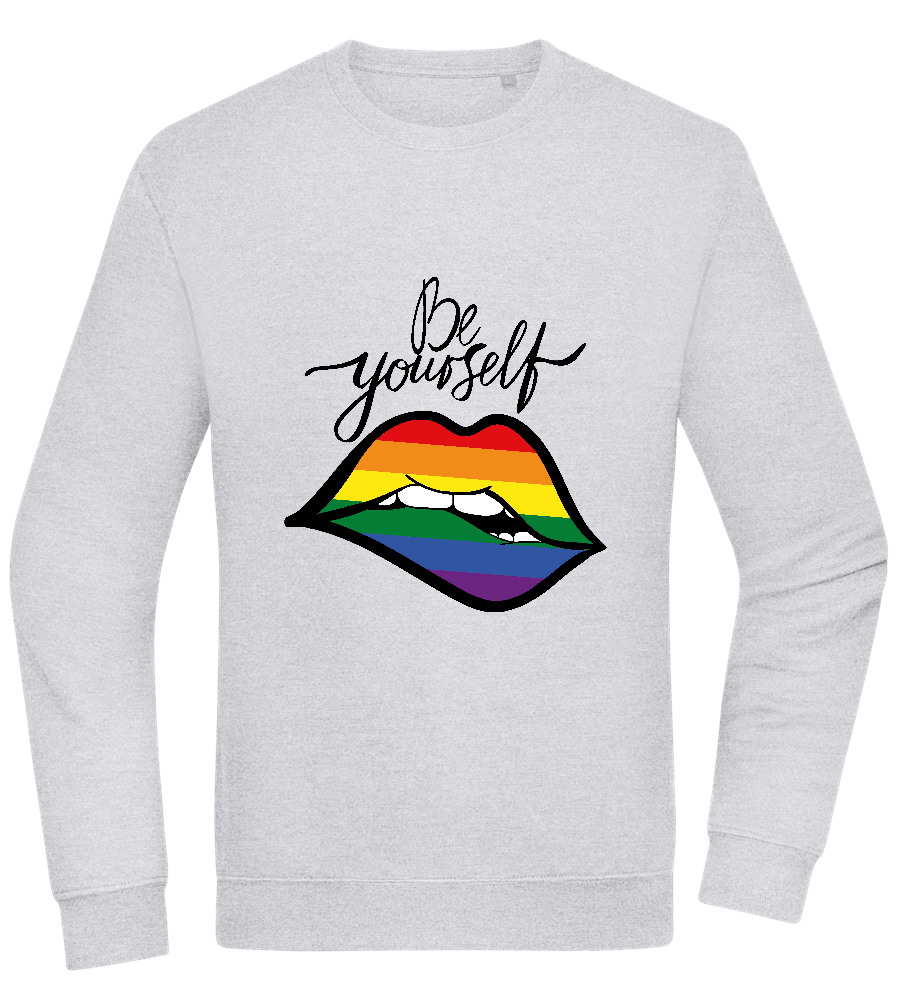 Be Yourself Rainbow Lips Design - Comfort Essential Unisex Sweater_ORION GREY II_front