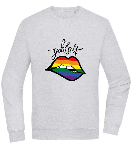 Be Yourself Rainbow Lips Design - Comfort Essential Unisex Sweater_ORION GREY II_front