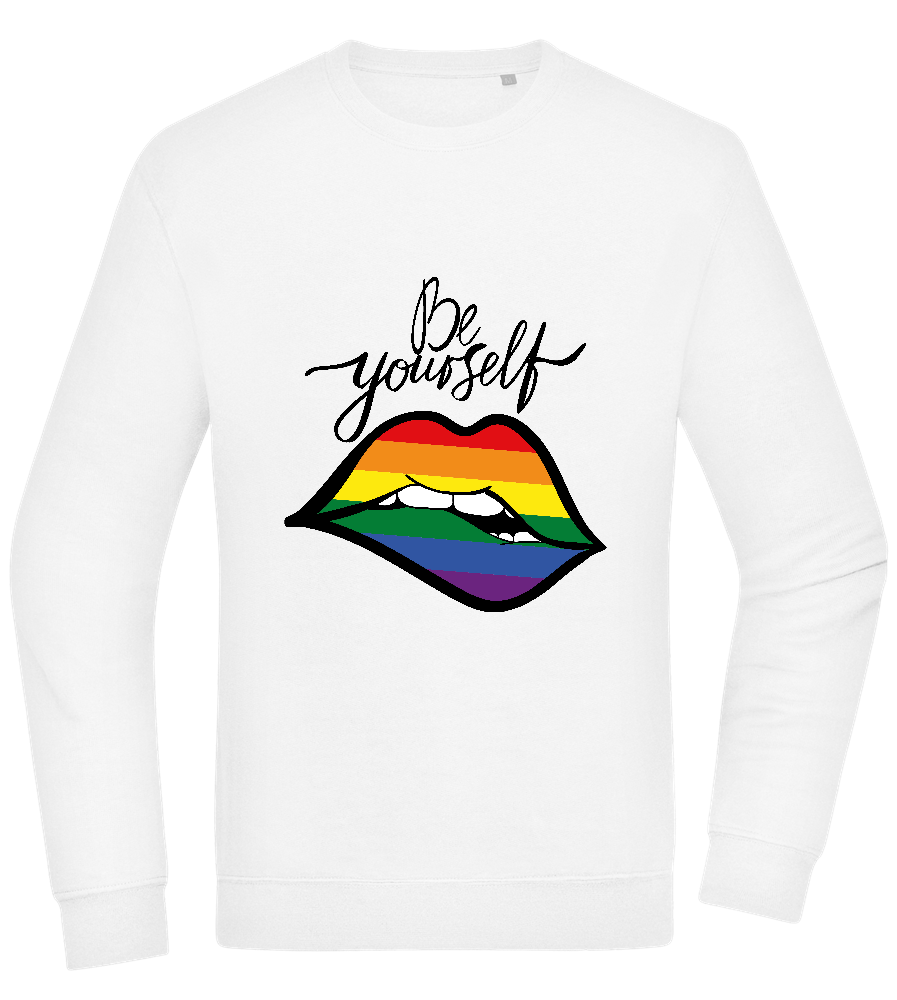 Be Yourself Rainbow Lips Design - Comfort Essential Unisex Sweater_WHITE_front