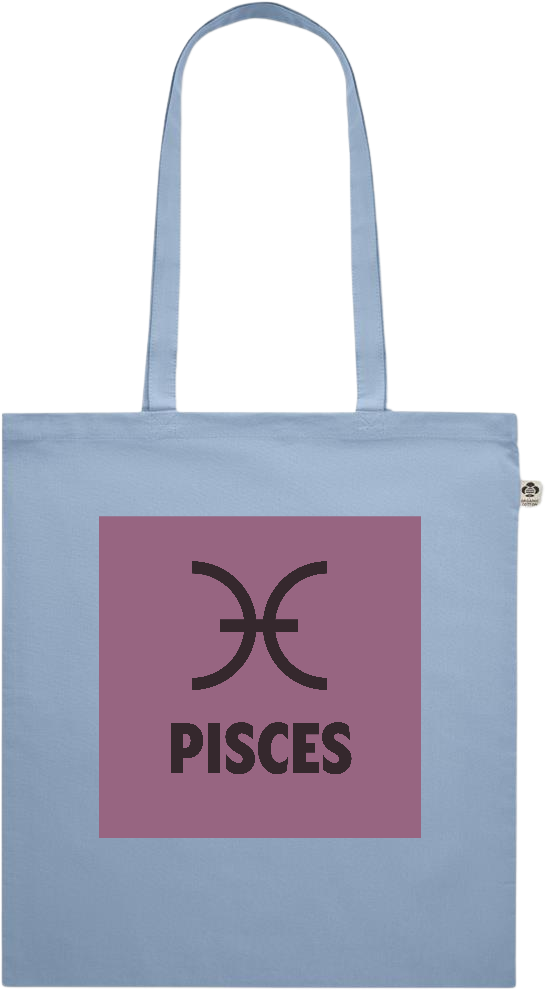 Zodiac Pisces Design - Premium colored organic cotton shopping bag_BABY BLUE_front