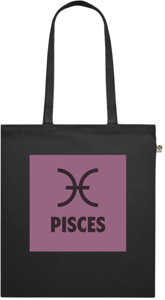 Zodiac Pisces Design - Premium colored organic cotton shopping bag_BLACK_front