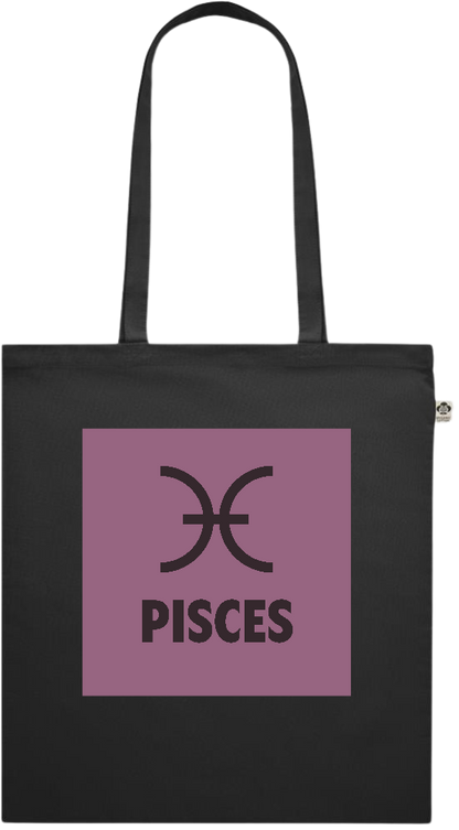 Zodiac Pisces Design - Premium colored organic cotton shopping bag_BLACK_front