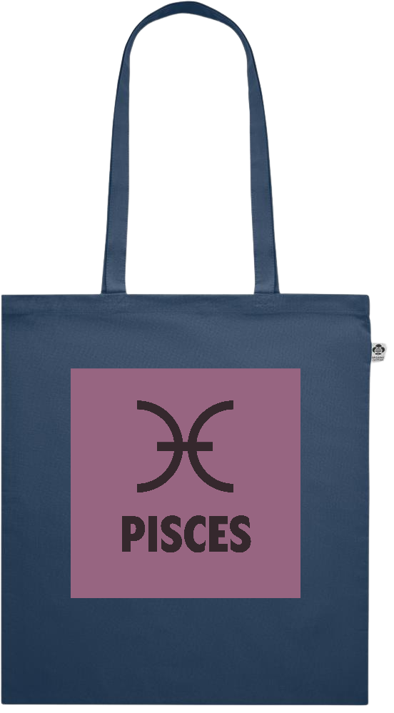 Zodiac Pisces Design - Premium colored organic cotton shopping bag_BLUE_front