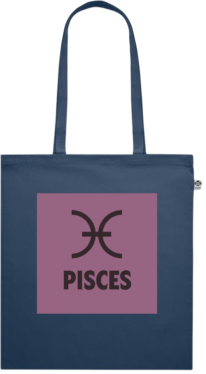 Zodiac Pisces Design - Premium colored organic cotton shopping bag_BLUE_front